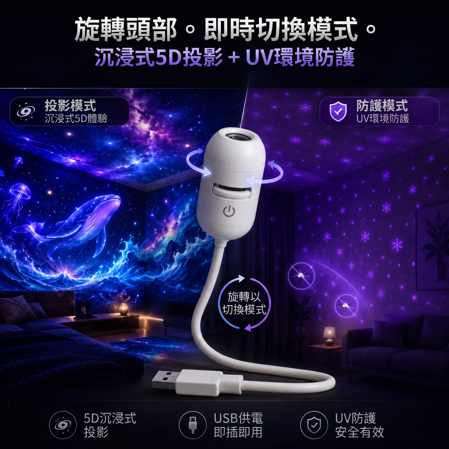 🇹🇼 台灣官方旗艦店 | 🌌 SCNDR® 360° 星空投影夜燈 — 智慧全息銀河投影機