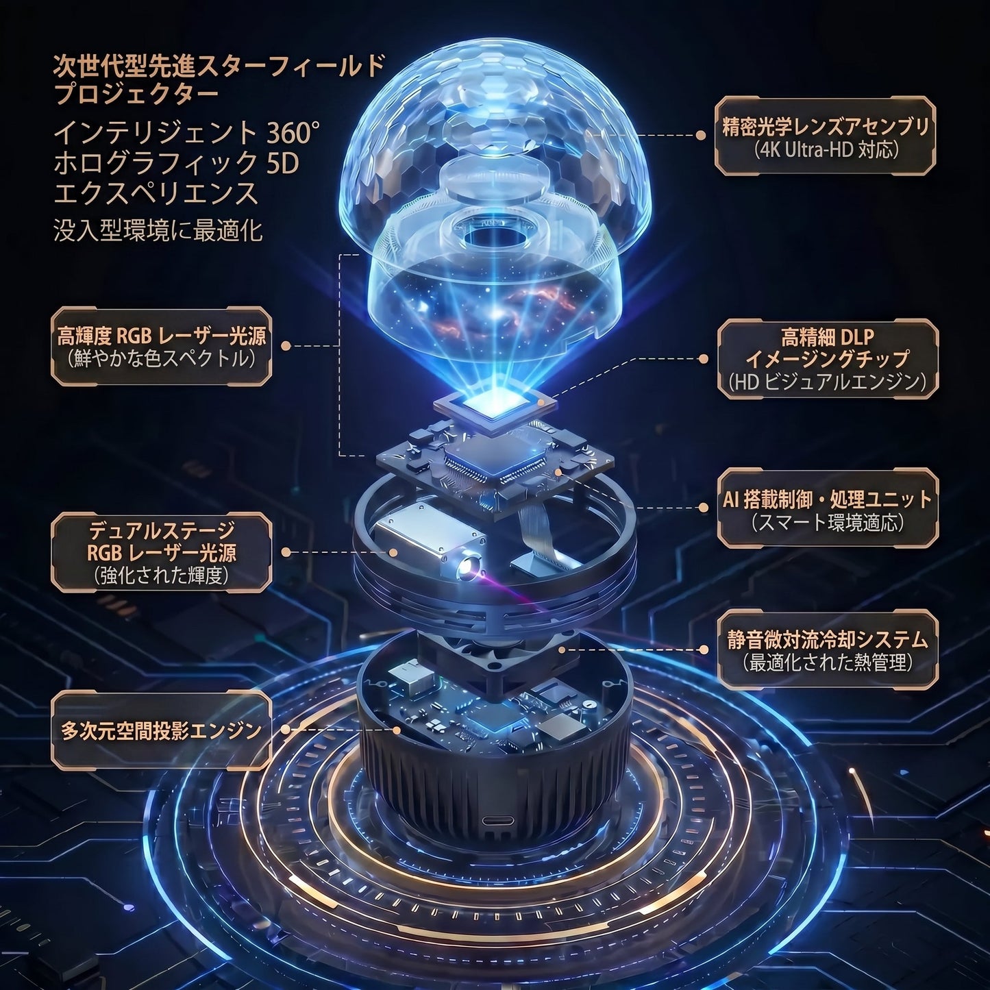 🇯🇵日本公式ストア |🌌🧃 SCNDR® 360° ナイトライトプロジェクター ― スマートホログラフィックスタープロジェクタ