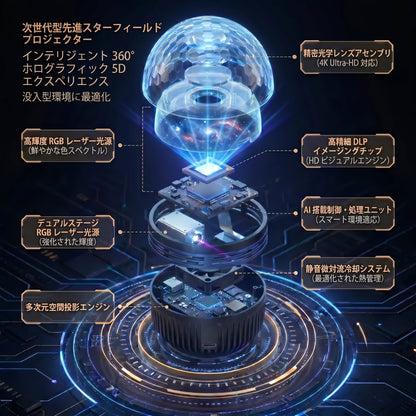 🇯🇵日本公式ストア |🌌🧃 SCNDR® 360° ナイトライトプロジェクター ― スマートホログラフィックスタープロジェクタ