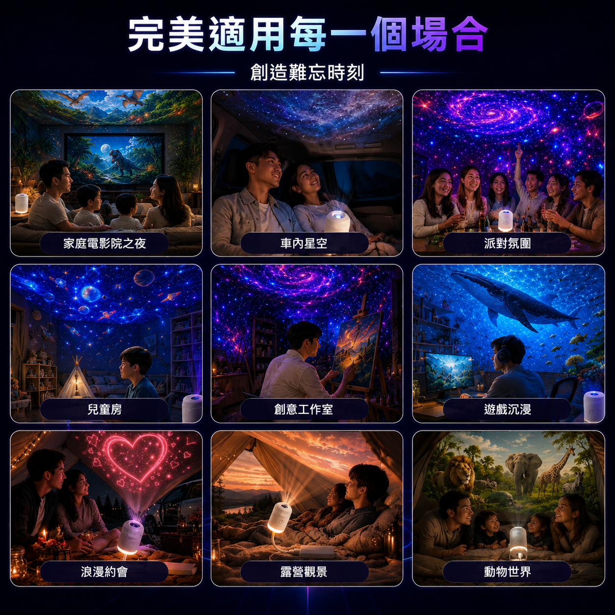 🇹🇼 台灣官方旗艦店 | 🌌🎉 SCNDR® 360° 星空投影夜燈 — 智慧全息銀河投影機